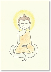 Buddha Seated on Bodhi Leaf - small size, 3.5 x 5", Single Greeting Card by Dzogchen Ponlop