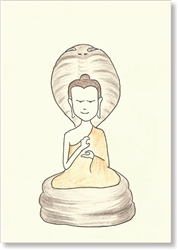 Buddha with Cobra - art greeting card, large size, 5"x7", by Dzogchen Ponlop