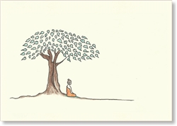 Buddha Sideview, Under Bodhi Tree - small size, 3.5 x 5", SOLD OUT / Single Greeting Card by Dzogchen Ponlop
